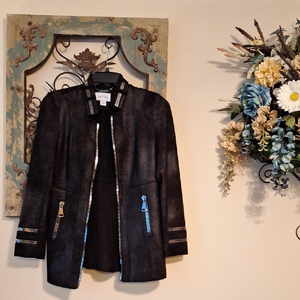 Joseph Ribkoff Black &  Silver Tailored Blazer. NWOT Size SP - Picture 4 of 12